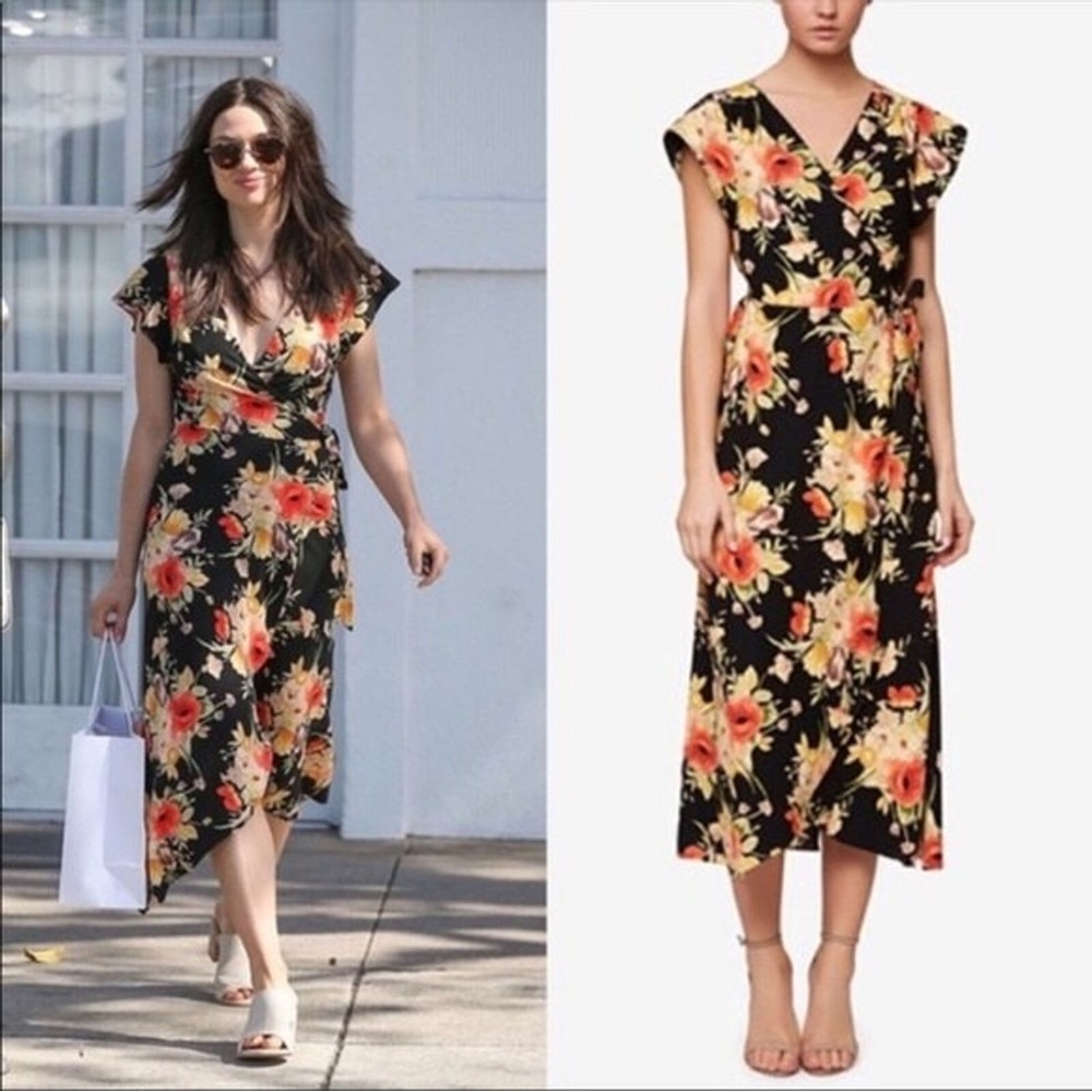 Anthropologie floral wrap dress